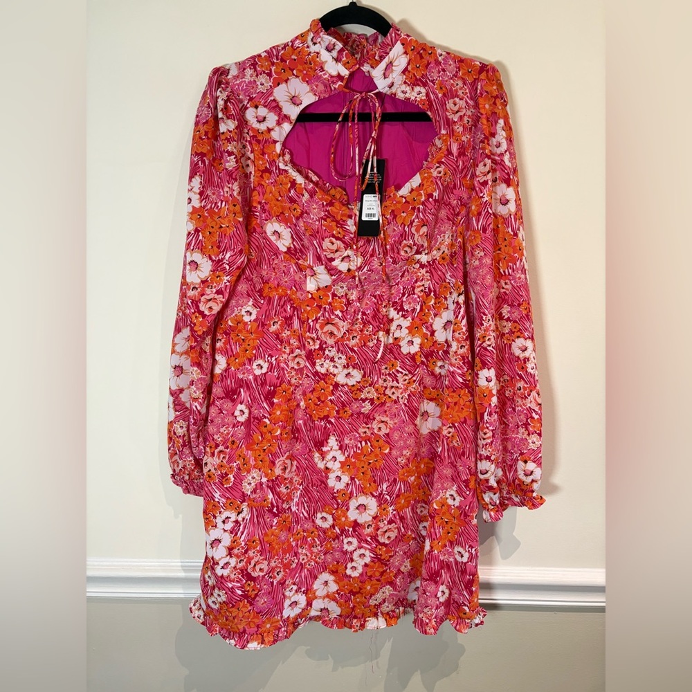Fashion Nova NWT Elisa Mini Dress Floral Fuchsia/combo Size XL - Picture 3 of 7